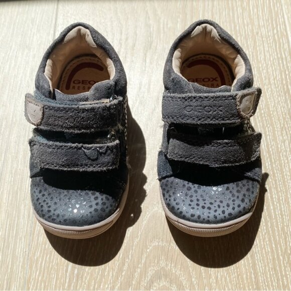 Liquidation Sale: Geox Kids' | Black First Walker Shoes with Polka Dots - Picture 1 of 8